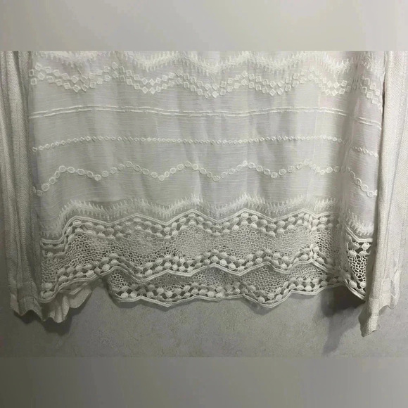 White House Black Market Layered Crochet Lace Trimmed Sweater Blouse Size Small - Picture 5 of 11